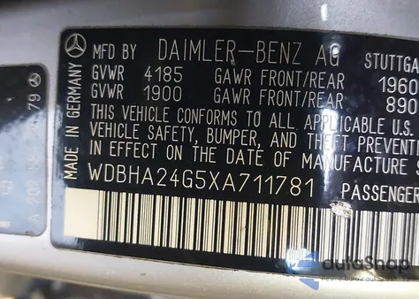1999 Mercedes-Benz C 230 Kompressor from USA, damaged, VIN WDBHA24G5XA711781